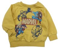 Žltá mikina s hrdinami Marvel