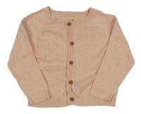 Světlerůžový propínací svetr s bambulkami George