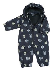 Šedá softshellová kombinéza se zvířátky a kapucí Name it