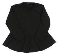 Čierne rebrované peplum tričko