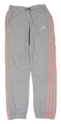 Sivé melírované tepláky s logom Adidas