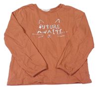 Oranžová mikina s nápisom a mačkou H&M