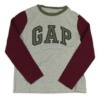 Šedo-vínovo-khaki melírované tričko s logom zn. GAP