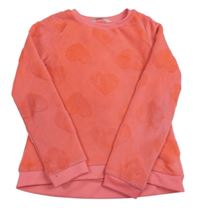 Kriklavoě korálová plyšová mikina so srdiečkami H&M