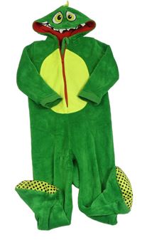 Zelená plyšová kombinéza s kapucí - dinosaurus George