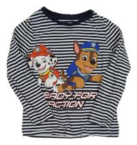 Tmavomodro-bílé pruhované triko s PAW PATROL C&A