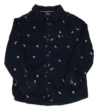 Tmavomodrá manšestrová košile s liškami OKaïdi