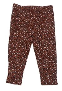 Mahagónovo-čierno-pudrové vzorované rebrované legíny Ergee