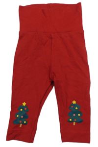 Červené legíny s vánočními stromečky H&M