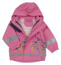 Růžová nepromokavá bunda s kytičkami a včelkami a odepínací kapucí Sterntaler