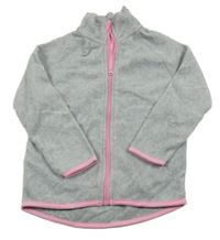 Šedo-růžová melírovaná fleecová propínací mikina TESSENTIALS