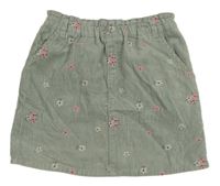 Světlekhaki paper bag menšestrová sukňa s kvietkami PRIMARK