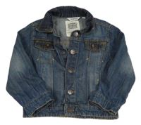 Tmavomodrá rifľová bunda s golierikom