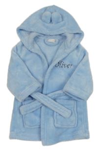 Světlemodrý plyšový župan s kapucí s oušky