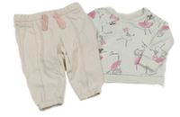 2Set - Smetanová mikina s baletkami + světlerůžové tepláky so cute