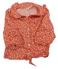 Červená blúzka s bielými kvietkami a uzlom ORCHESTRA