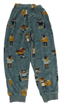 Břidlicové plyšové pyžamové kalhoty se zvířátky Topolino