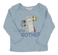 Nové - světlemodré triko s auty a nápisy M&Co