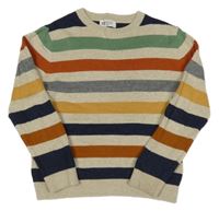 Světlebéžovo-barevný pruhovaný melírovaný svetr H&M