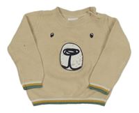 Svetlobéžový sveter s medvedíkom a pruhmi S. Oliver