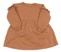 Skořicové teplákové oversize šaty s kvietkami a volánikmi George