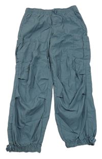 Modrošedé cargo cuff plátenné nohavice PRIMARK