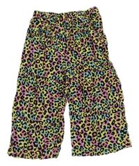 Barevno-čierne vzorované ľahké crop nohavice Kiki&Koko