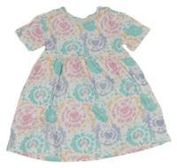 Bielo-farebné batikované šaty so srdiečkami St. Bernard