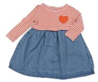 Modro-červeno-biele riflovo/bavlněné šaty so srdíčkem/kapsou a pruhmi carter's