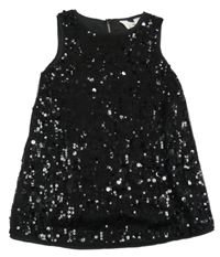 Čierne tylové flitrové podšité šaty H&M