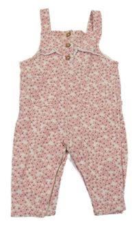 Smetanovo-růžové kytičkované laclové tepláky M&S