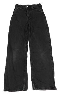 Černé wide leg high waist rifle H&M