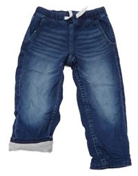 Tmavomodré jogger PULL ON teplákové podšité rifle H&M
