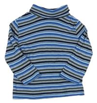 Modro-bielo-béžové pruhované tričko s rolákom Topolino