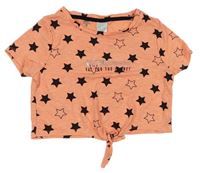 Oranžové crop tričko s hviezdičkami C&A