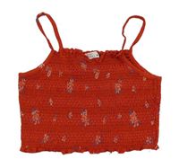 Červený kvetovaný žabičkový crop top Matalan