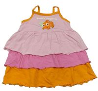 Ružovo-oranžové vrstvené bavlnené šaty s Nemem zn. H&M