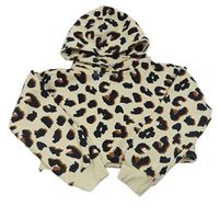 Krémová crop mikina s leopardím vzorom a kapucňou Tom Tailor