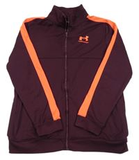 Vínová sportovní propínací funkční mikina s logem Under Armour