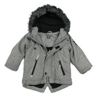 Šedá melírovaná šusťáková zimní parka s kapucí Primark