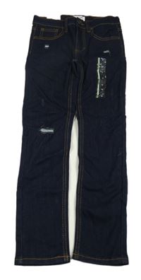 Nové - Tmavomodré skinny rifle s prošoupáním