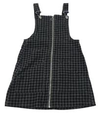 Tmavošedo-čierne kockované menšestrové prepínaci na traké šaty E-Vie