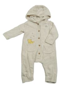 Béžová pletená kombinéza s Púem a kapucňou Tu