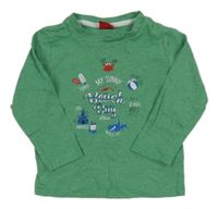 Zelené melírované triko s obrázky S. Oliver