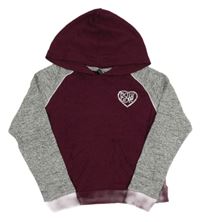Vínovo-šedá úpletová mikina se srdcem a kapucí Body Glove