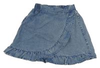 Modrá rifľová sukňa s volánem Shein