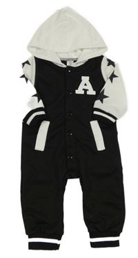 Čierno-biela kombinéza s písmenem a kapucňou Shein