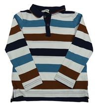 Bielo-hnedo-modré pruhované polo tričko C&A