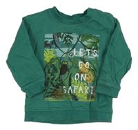 Zelená mikina s listami a opicou Next