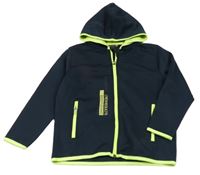 Tmavomodrá sportovní propínací mikina s nápisem a kapucí Ergeenomixx